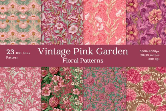 23 Vintage Pink Garden Floral Patterns