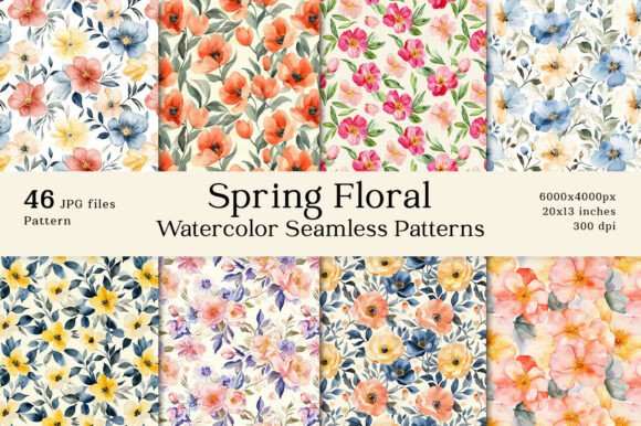 46 Spring Floral Watercolor Patterns