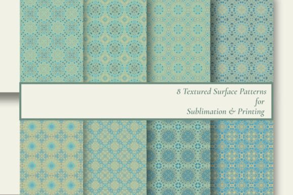 8 Muted Blue Boho Sublimation Patterns