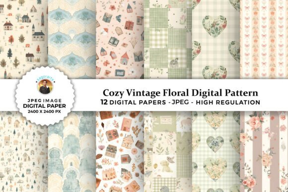 Cozy Vintage Floral Digital Patterns for Creative Projects