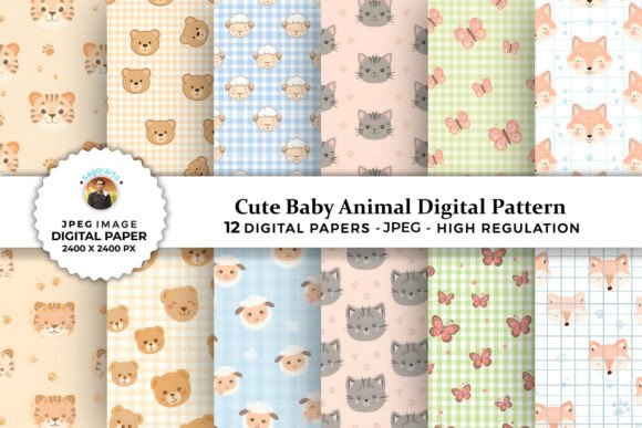 Cute Baby Animal Digital Patterns: A Versatile Resource for Creative Projects
