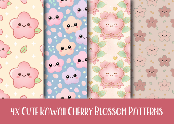 Cute Kawaii Cherry Blossom Patterns