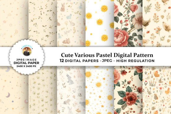 Cute Various Pastel Digital Patterns for Creative Projects
