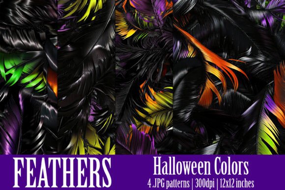 Halloween Colors Feather Patterns, S1