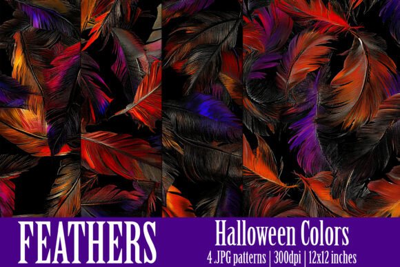 Halloween Colors Feather Patterns, S16: A Creative Resource for Digital and Print Projects