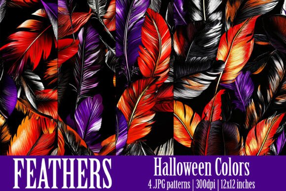 Halloween Colors Feather Patterns, S3