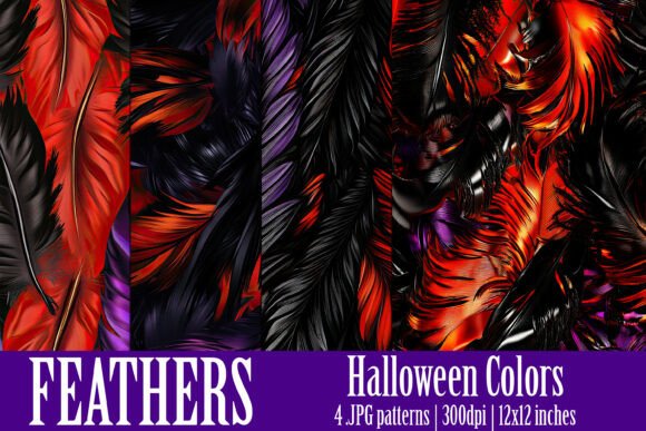 Halloween Colors Feather Patterns, S6