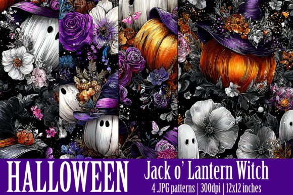 Halloween Floral Patterns, S3: A Creative Resource for Digital and Print Design