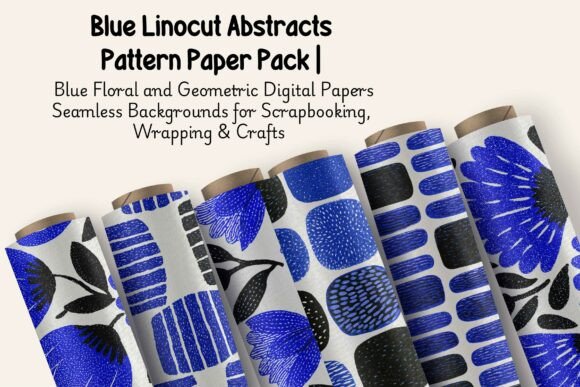 Linocut Blue Patterns: A Versatile Resource for Creative Projects