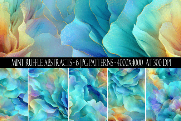 Mint Ruffle Abstract Seamless Patterns