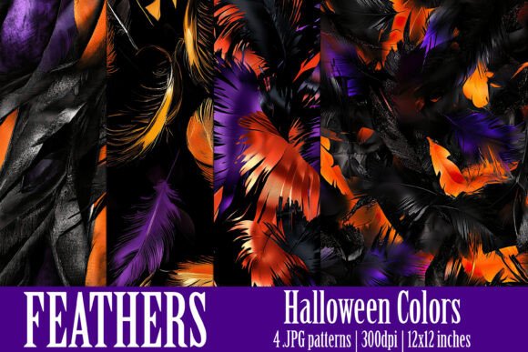 Orange Purple Feathers Patterns, S11