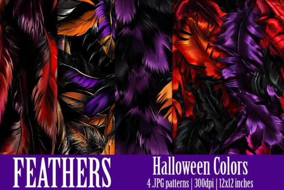 Purple Red Orange Feathers Patterns S14