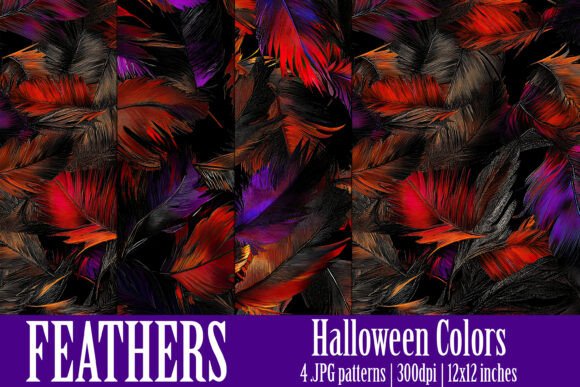 Red Purple Black Feathers Patterns, S13