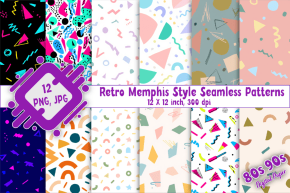 Retro Memphis Style Seamless Patterns