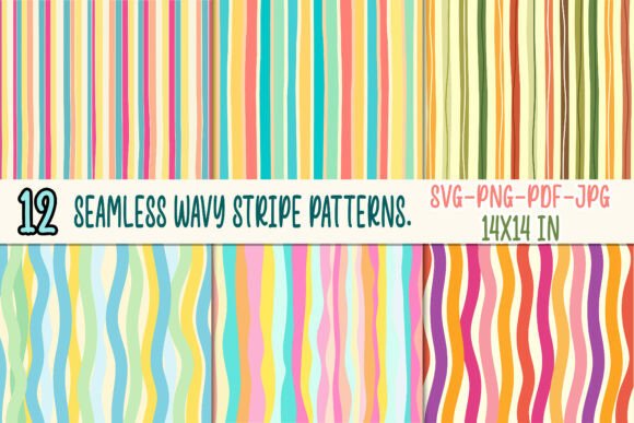 Seamless Wavy Stripe Patterns Svg