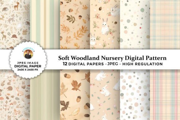 Soft Woodland Nursery Digital Patterns: Versatile and Charming Design Assets