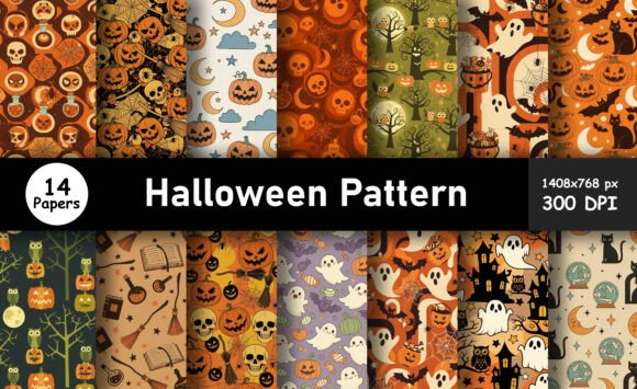 Spooky Halloween Patterns Skulls Bundle: A Versatile Resource for Creative Projects