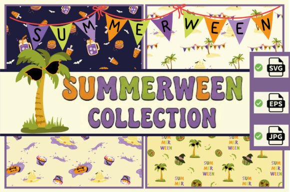 Summerween Patterns SVG EPS JPG Set