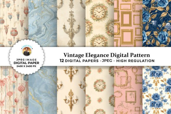 Vintage Elegance Digital Patterns: A Timeless Touch for Modern Creativity