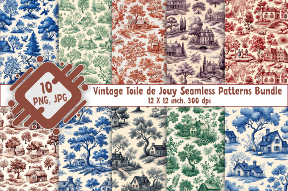 Vintage Toile De Jouy Seamless Patterns for Timeless Design